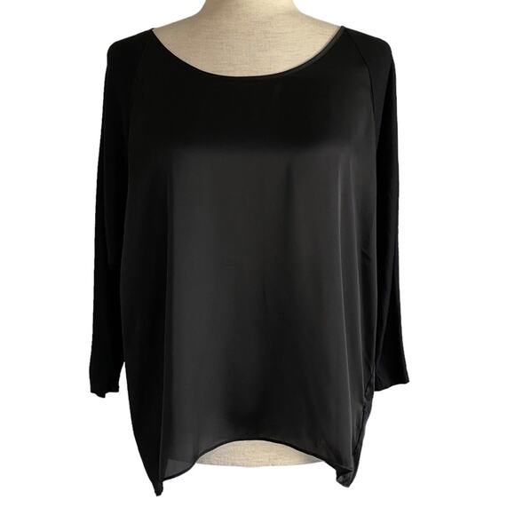 MICHAEL KORS Black Contrast Knit Blouse Size Small Business Casual Relaxed Fit - Picture 1 of 7